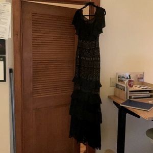 Tadashi Shoji off shoulder crochet gown